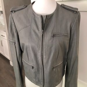 Womens ALICE AND OLIVIA Grey Leather Jacket~Large